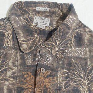 Luau Silk shirt casual button front Hawaiian tropic short sleeve 2XL